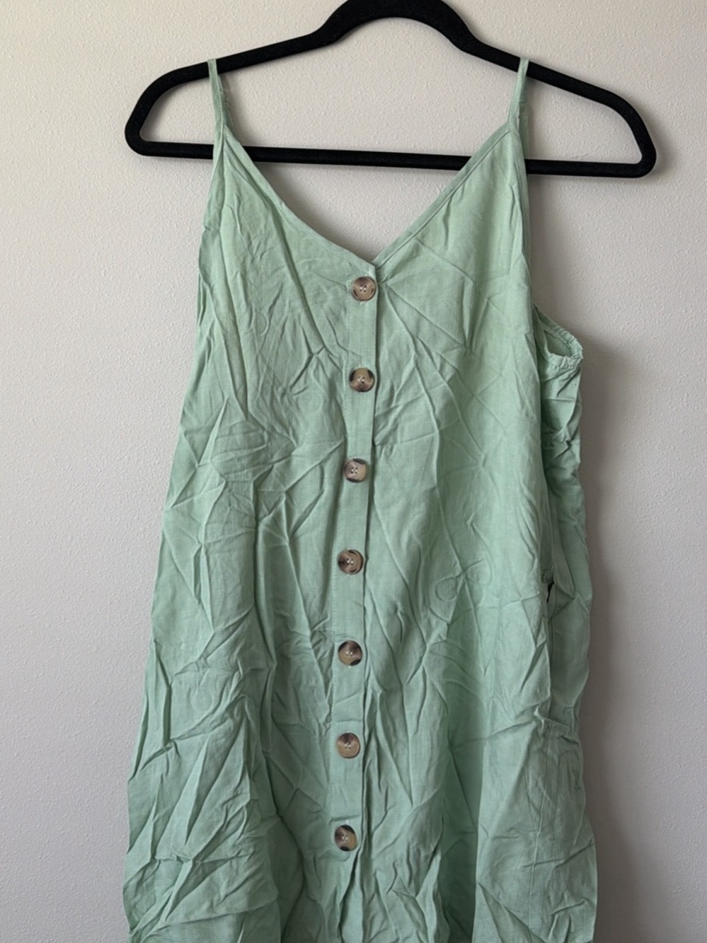 BRAND NEW Light Mint Button-Front Spaghetti Strap Dress